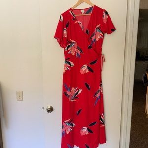 Red Maxi Wrap Dress